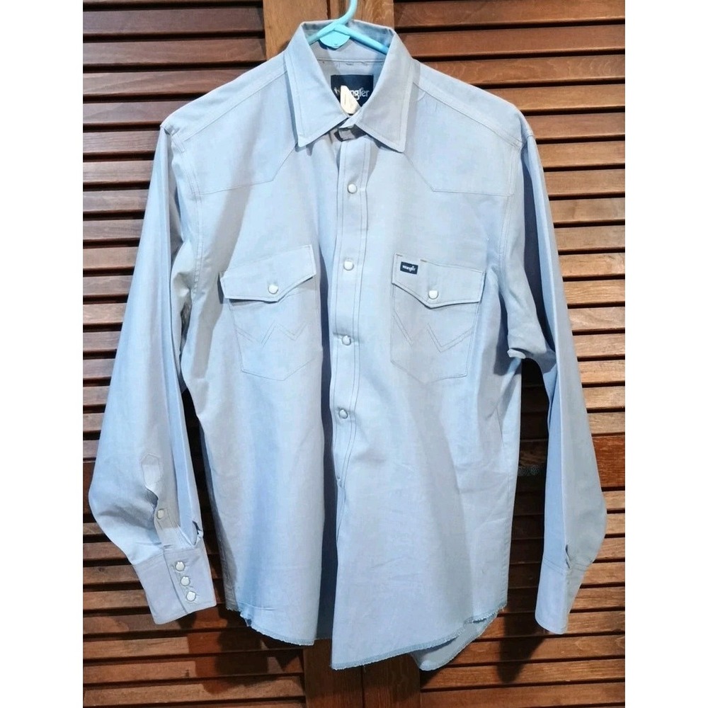 Wrangler Light Blue Long Sleeve Button-Down Western Shirt